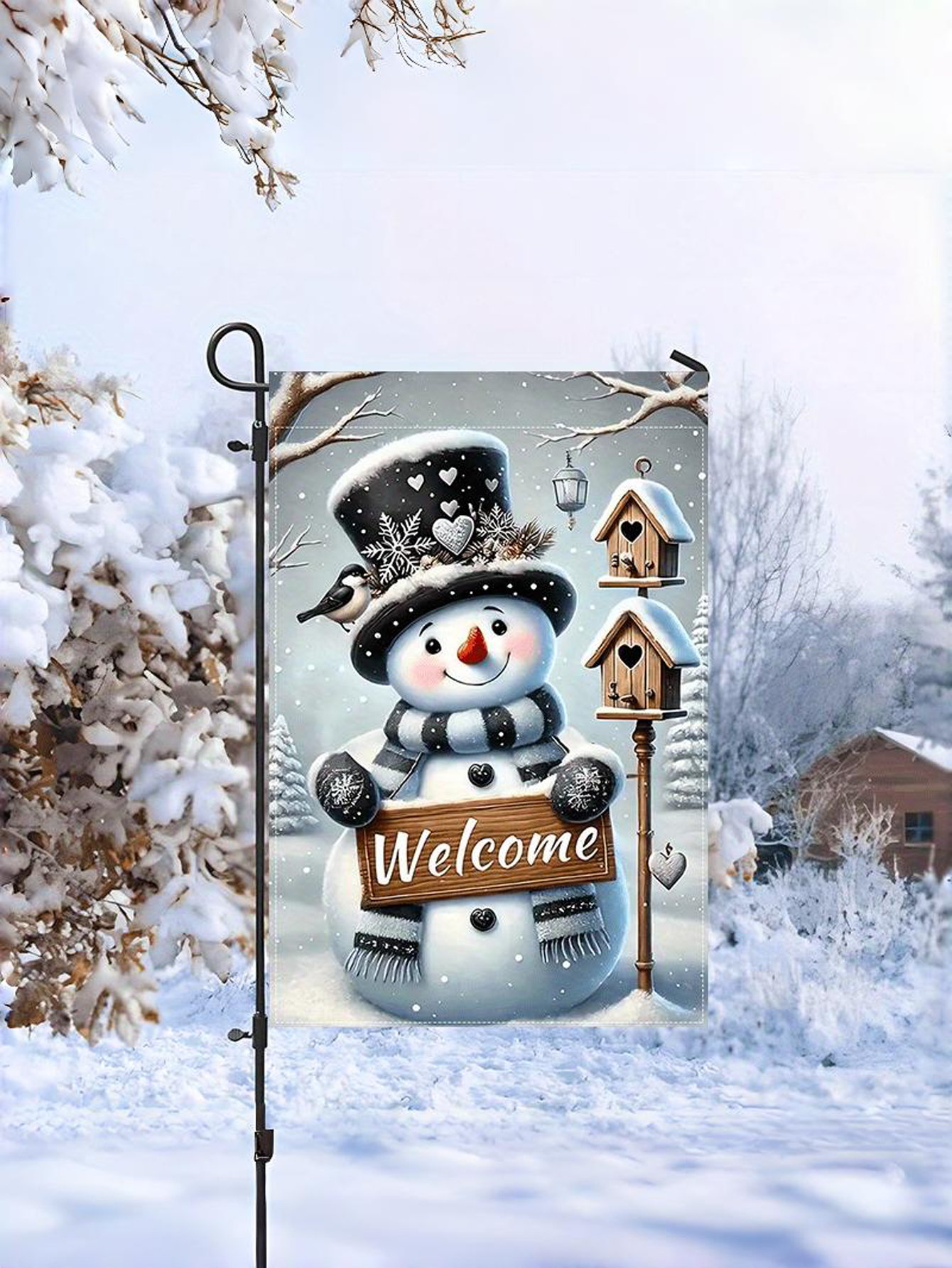 Snowman Welcome Winter Garden Flag